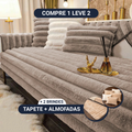 [COMPRE 1 LEVE 2] Capa de sofá listrada, espessa e macia [BRINDES] Tapete + Kit Almofadas