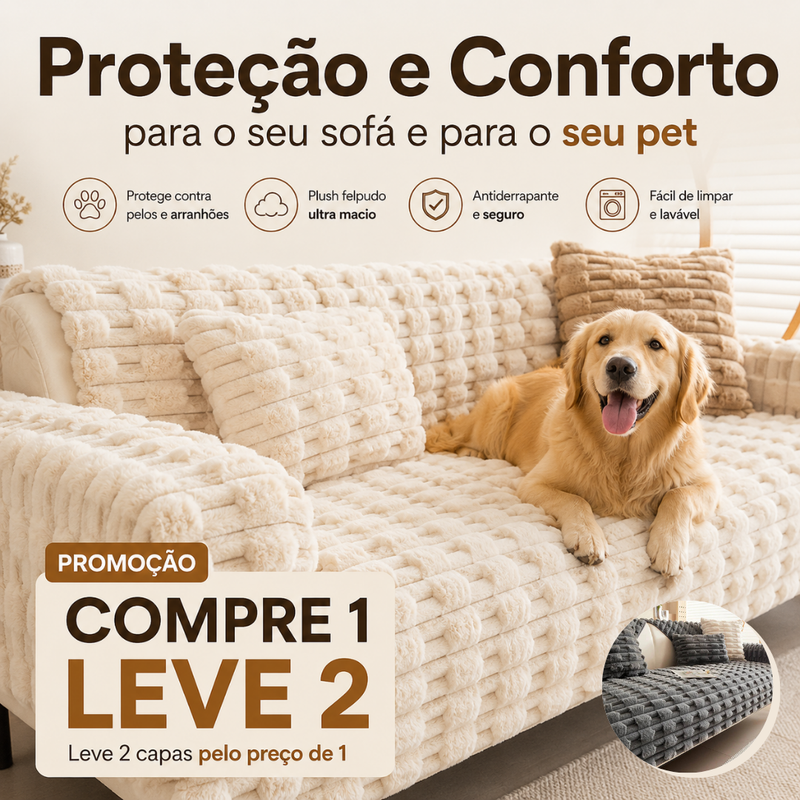 [COMPRE 1 LEVE 2] Capa protetora para sofá Fluffy - Plush Ultra Macio e Confortável