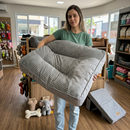 [Brindes Exclusivos [ESCADINHA PET + PELUCIA]] Cama Pet Haven em Tecido Premium de Alta Densidade (Oásis de Conforto para a Coluna!)
